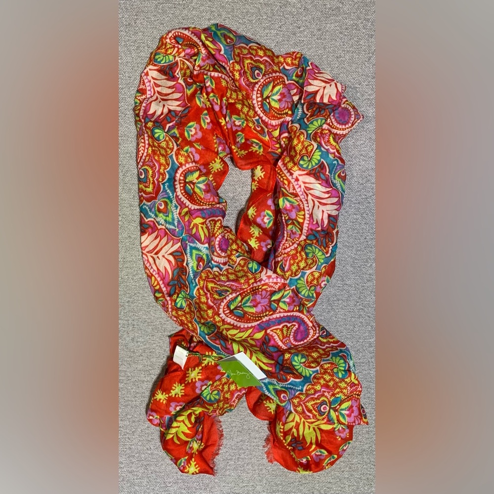 Vera Bradley Soft Fringe Paisley in Paradise Scarf-Bright Multicolor New